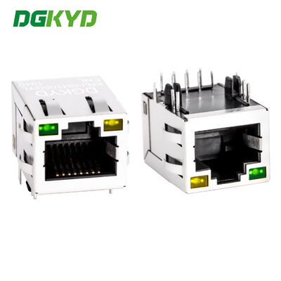 แจ็คโมดูลาร์ 10/100 BASE Ethernet RJ45 พร้อมหม้อแปลงและตัวยึดทะลุรู