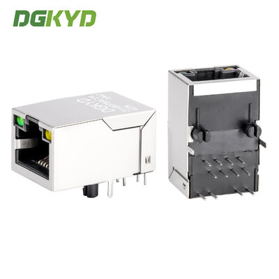 RJ45 modular jack พร้อมฟิลเตอร์ 100MB, ไฟแสดงสถานะ LED และขั้วต่อโลหะแบบมีชีลด์สำหรับอินเทอร์เฟซเครือข่าย