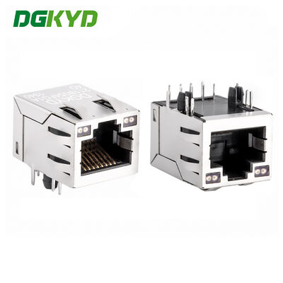 หัวต่อ RJ45 แบบมีชีลด์พร้อมฟิลเตอร์ 100Mbps ไฟ LED สองสี และการชุบทอง 6U