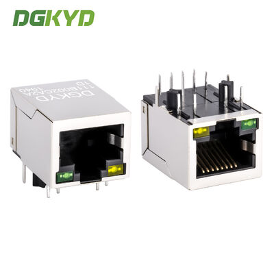 หัวต่อ RJ45 100Mbps พร้อมหม้อแปลงในตัวและพอร์ตเครือข่ายอุตสาหกรรมแบบมีชีลด์