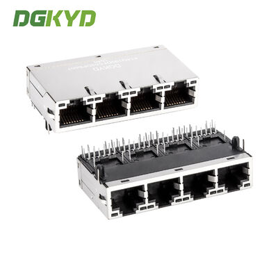 คอนเน็กเตอร์ RJ45 แบบหลายพอร์ตพร้อมฟิลเตอร์ PoE แบบแม่เหล็กในตัว 8p12c สำหรับการสื่อสาร PCB