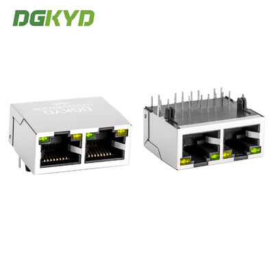 คอนเน็กเตอร์ RJ45 แบบหลายพอร์ต 1X2 พร้อมฟิลเตอร์ Gigabit ในตัวและขาสัมผัสชุบทอง 10 พิน