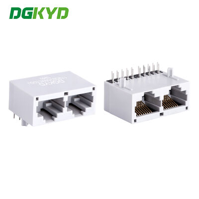 เครื่องเชื่อม RJ45 พร้อม Gigabit Integrated Transformer Gold Plating 6u มุมขวา PCB Mount
