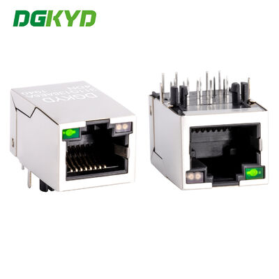 หัวต่อ RJ45 แบบเข้ามุม 90 องศา Gigabit พร้อมไฟ RJ45 Jack เครือข่ายซ็อกเก็ตตัวเมีย